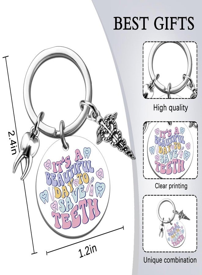 MOEXUKO Dental Assistant Accessories Dental Hygienist Gifts Dentist Assistant Keychain Dentist Appreciation Gifts for Women Friends Coworkers Birthday Thanksgiving Christmas Gift Teeth Themed Keyring - Image 2